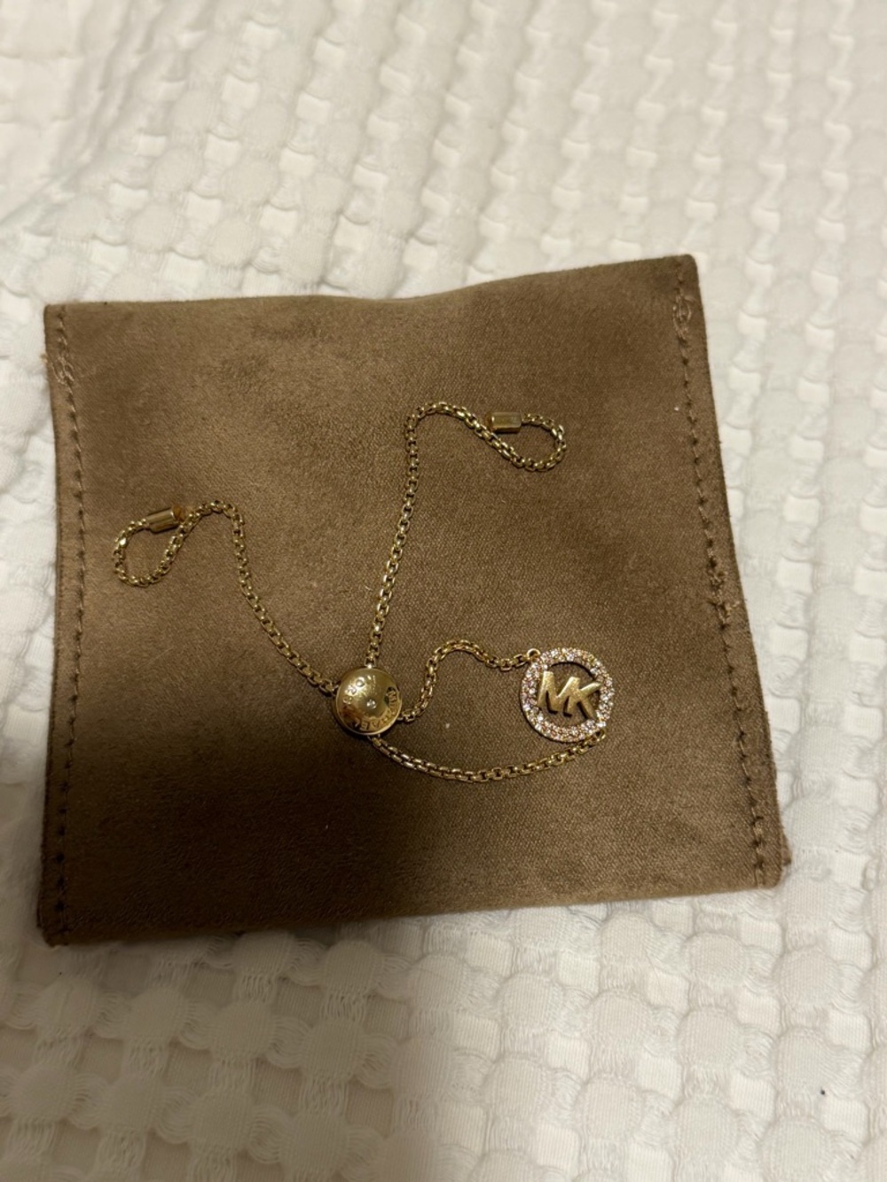 Michael Kors Gold Logo Disc Slider Bracelet